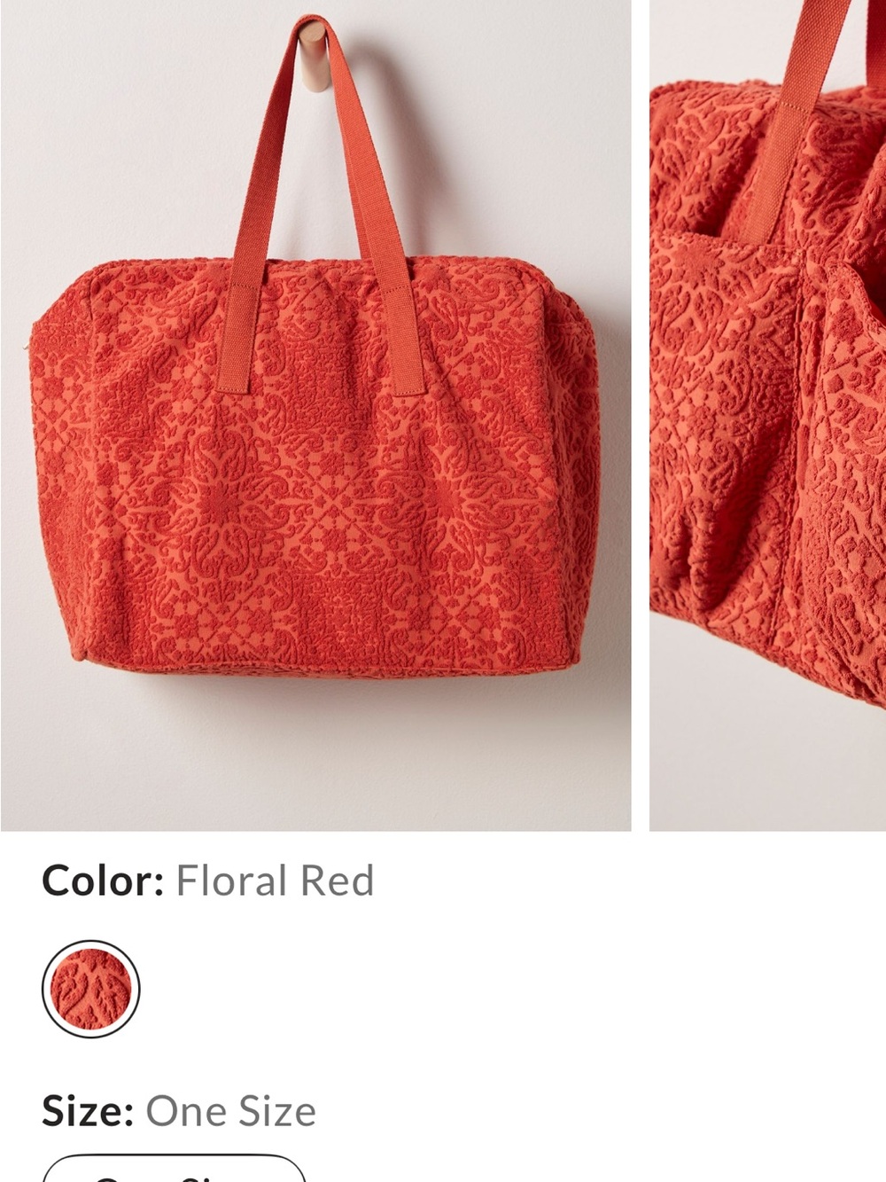 Free People Movement Tibby towel Weekender bag - Floral Red NWT - Picture 4 of 11